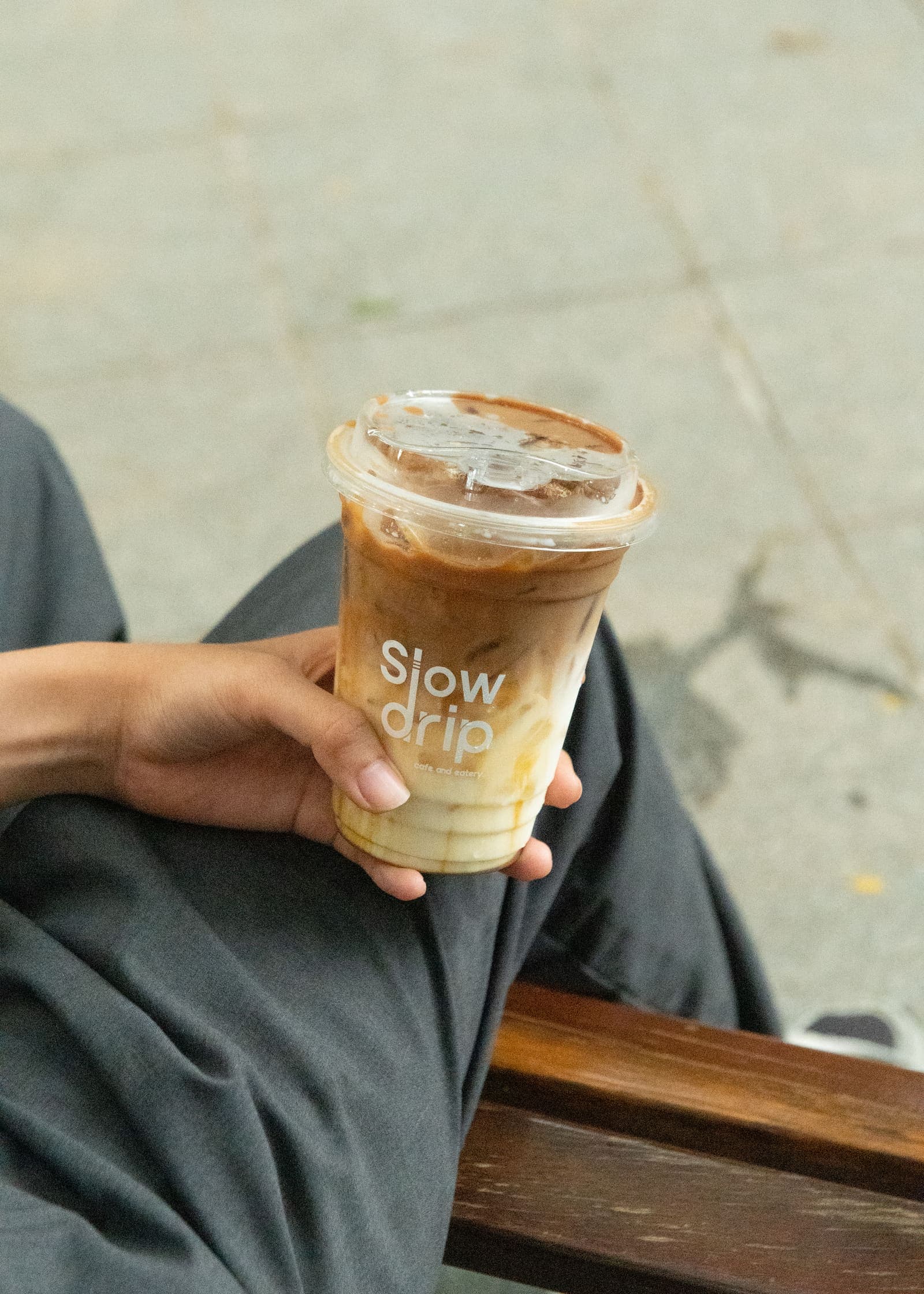 Caramel Latte in daylight